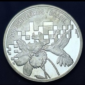 Brasil - 1992 - 2000 Cruzeiros - KM#622 - Conferencia de la ONU - Medio Ambiente - Plata - Proof