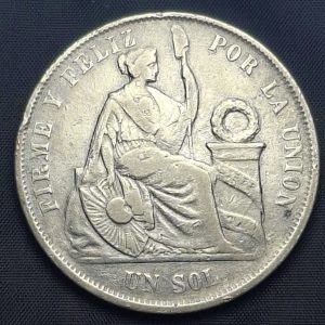 Peru - 1865 - 1 Sol - KM#196 - Plata - F/VF