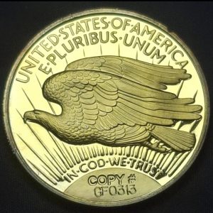 Estados Unidos - ND - 1 Onza de Plata .999 - Grabada en el canto - Bañada en Oro - Numerada #0313