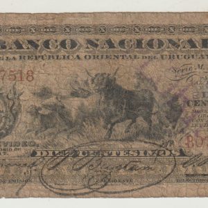 Uruguay - 1887 - 10 centesimos - Banco Nacional - Resello FLORIDA - Serie M - B077518 - F