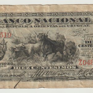 Uruguay - 1887 - 10 centesimos - Banco Nacional - Serie M - Z048519 - F+